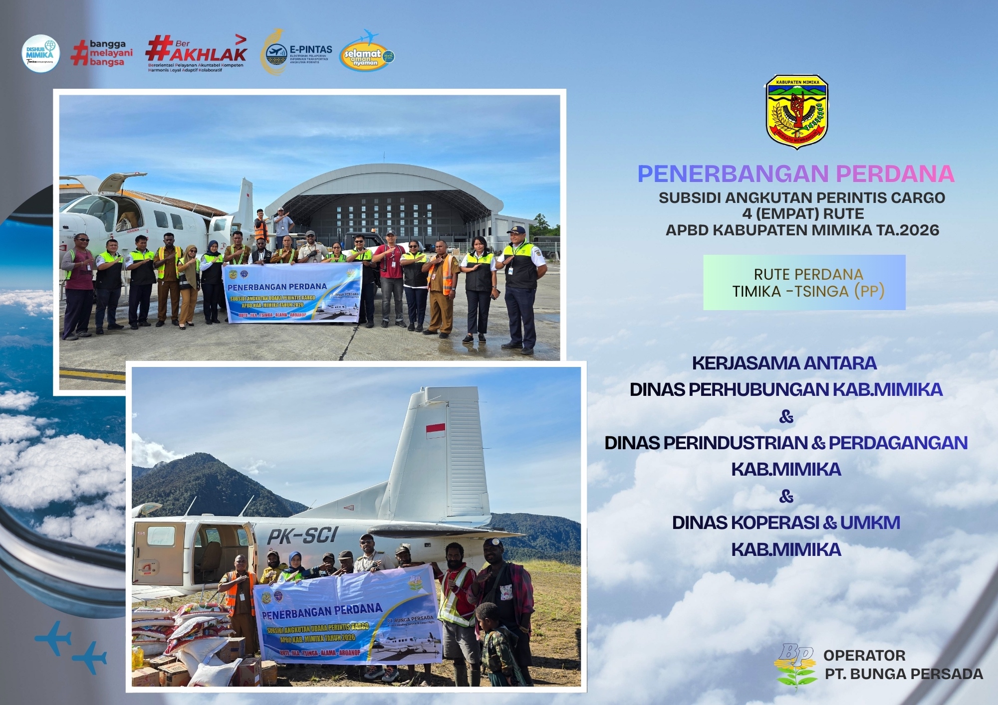 Pelaksanaan Penerbangan Perdana Subsidi Angkutan Perintis Cargo 4 (Empat) Rute